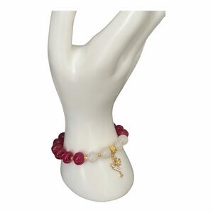 Tropical Cocktail” Bracelet – Gold Plated Charm with Dyed Agate & Milky Quartz